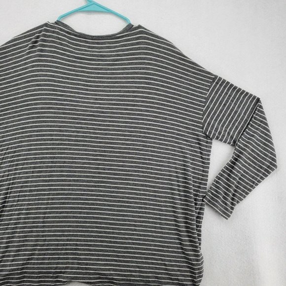 AMERICAN EAGLE Shirt Women's Long Sleeve V-Neck Striped Gray Large - Picture 12 of 12